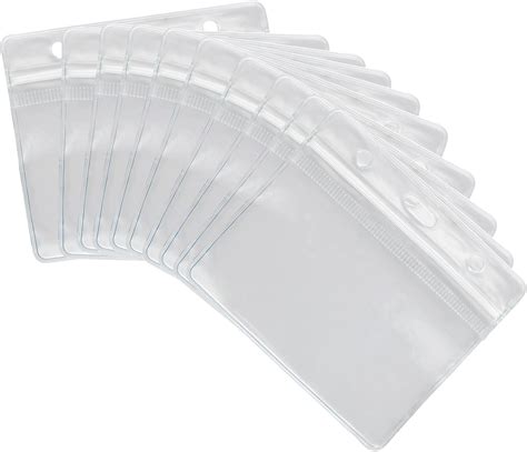HXMJIED 10PCS Plastic Card Holder, 98x82 MM Clear Waterproof ID Card ...