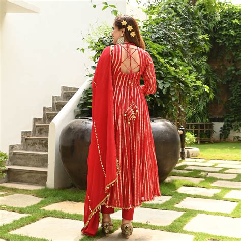 Aarti Red Jacquard Designer Traditional Suit Set for Women Online ...