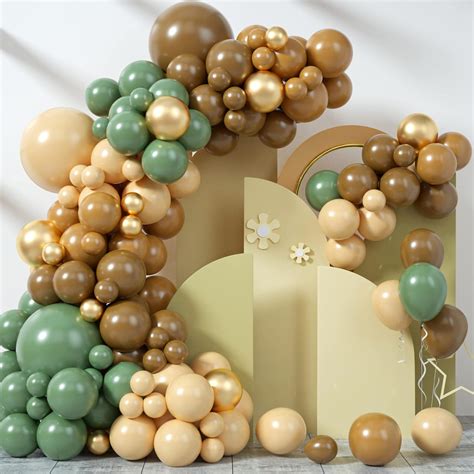 Amazon.com: Sage Green Brown Balloon Garland Kit, 113Pcs Jungle Safari ...