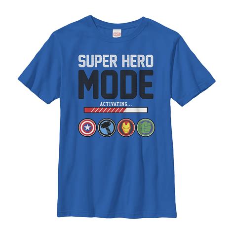 Boy's Marvel Super Hero Mode Graphic Tee Royal Blue X Small - Walmart.com