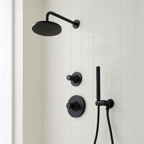 Lentz Pressure Balance Shower System with Hand Shower - Knob Handles ...