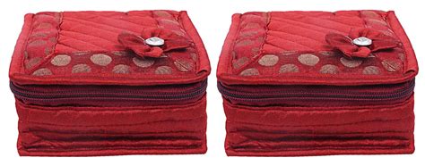 Kuber Industries Cotton Jewellery Kit with 4 Pockets, Red, Maroon ...