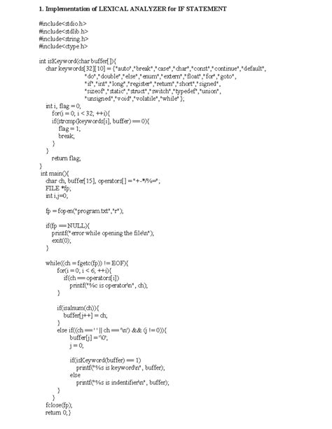 CD Lab Manual - Implementation of Lexical Analyzer and Parsing ...