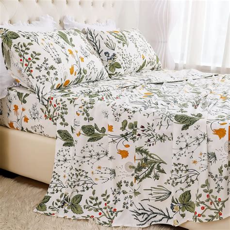 Amazon.com: QSH 100% Cotton Sheets for King Size Bed, Yellow Flowers ...