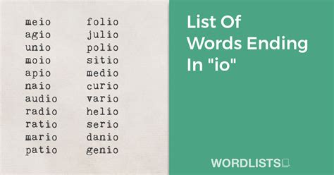 List Of Words Ending In "io"