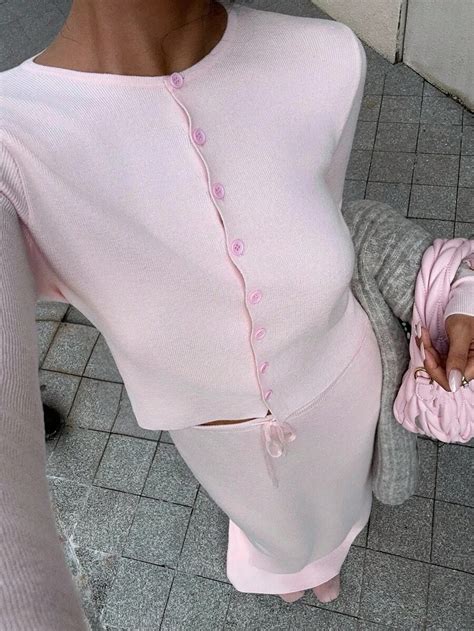 Sunnyshic 2pcs Women Casual Solid Color Long Sleeve Single-Breasted ...