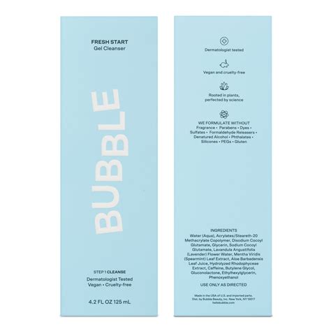 Bubble Skincare Fresh Start Gel Facial Cleanser, All Skin Types, 4.2 OZ ...