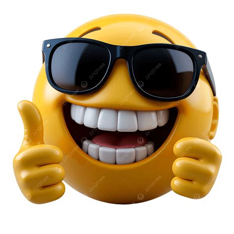 Cheerful Emoji With Sunglasses Giving A Thumbs Up, Emoji, Sunglass ...