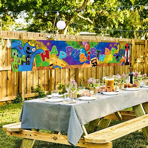 Buy Rainbow Friends Happy Birthday Banner Outdoor & Indoor Garden Sign ...