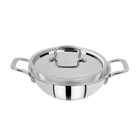 fivanaa Food Grade Stainless Steel Triply Kadhai with Lid|Stainless ...