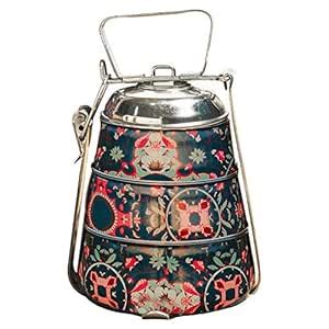 Buy Elan Lunch Box 3 Tier Tiffin Stainless Steel Tantraa Conoid Pyramid ...