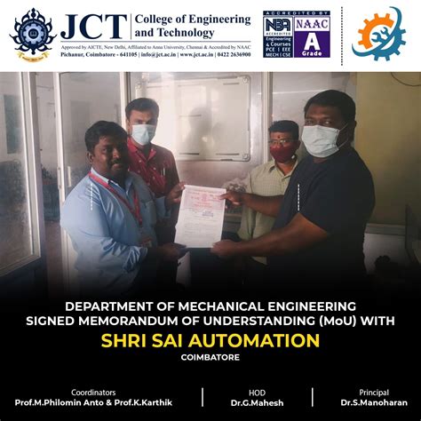 Department of Mechanical Engineering signed MOU with SHRI SAI ...