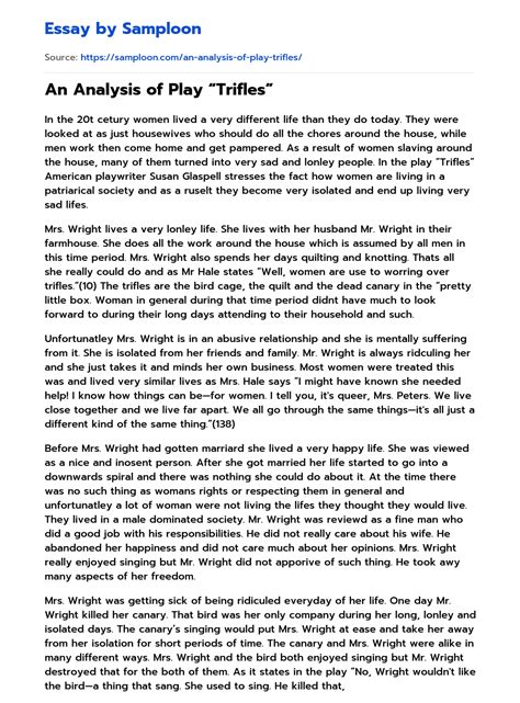 What Is The Significance Of The Bird In The Play Trifles at Austin ...