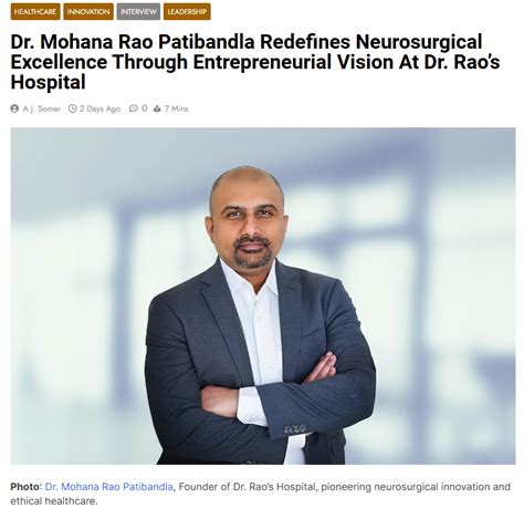 Dr. Mohana Rao Patibandla | Founder of Dr. Rao’s Hospital