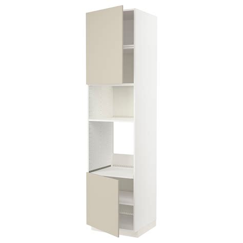 METOD high cabinet f built-in appliances, white/Havstorp beige ...