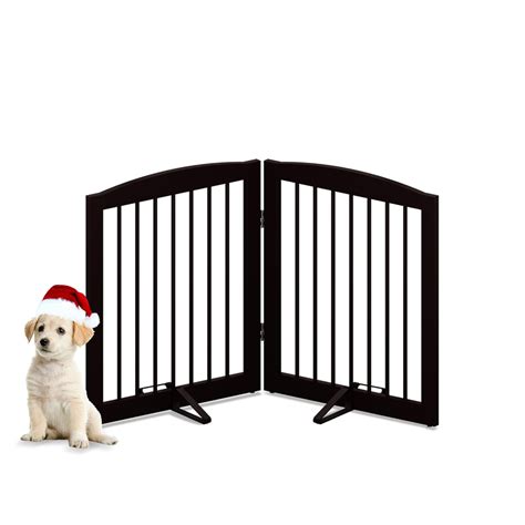 PUPETPO Freestanding Pet Gate for Dogs, Foldable Wooden Dog Gate for ...