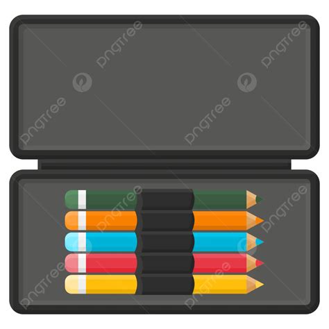 Black Pencil Case With Colored Pencils Vector, Pencil Case, Colored ...