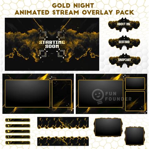 Buy Gold Night Animated Stream Overlay Pack Twitch Overlay Package ...
