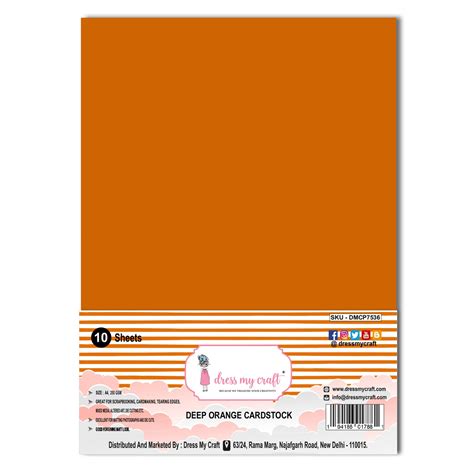 Deep Orange Cardstock - A4 - 250 Gsm – Dress my craft