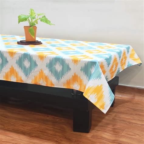 Amazon Brand - Solimo Cotton Rectangular Leaf Centre Table Cover (Cream ...