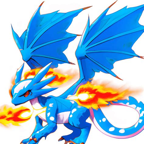 Blue Fire Dragon Pokemon met galactische vleugels van Hayao Miyazaki ...