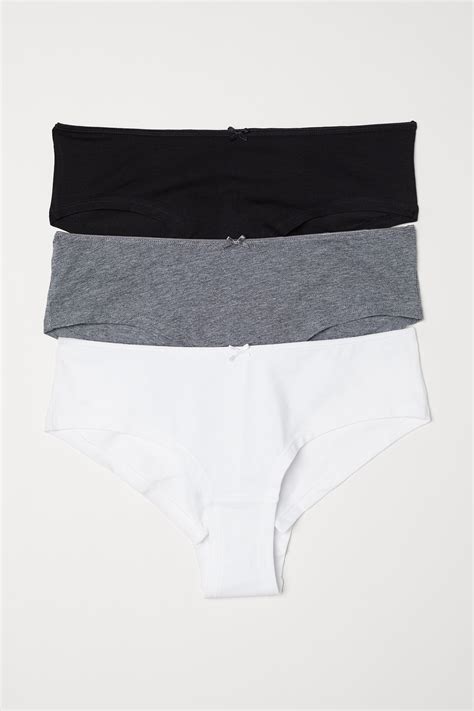 3-pack cotton hipster briefs - Grey marl/White - Ladies | H&M IN
