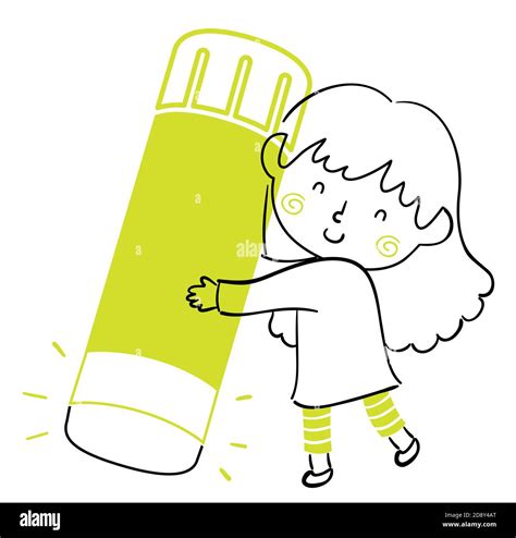 Illustration of a Kid Girl Holding a Big Glue Stick Stock Photo - Alamy