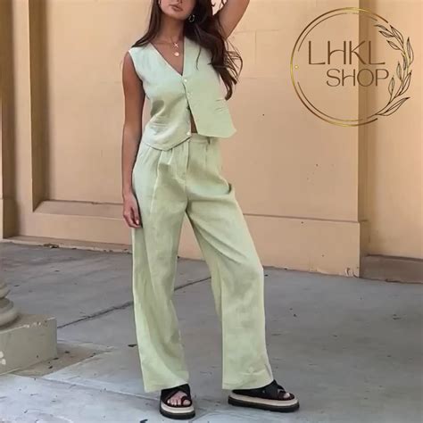 Women Linen Suit Set, Vest and Pants Set, Summer Linen Set, Retro Vest ...