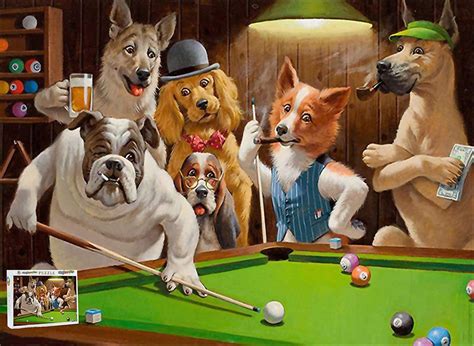 Dogs Playing Pool Billiards Snooker Jigsaw Puzzle 500 Pieces
