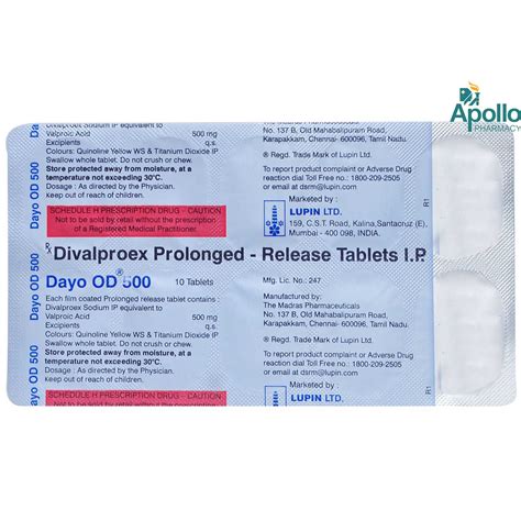 Dayo OD 500 Tablet 10's Price, Uses, Side Effects, Composition - Apollo ...