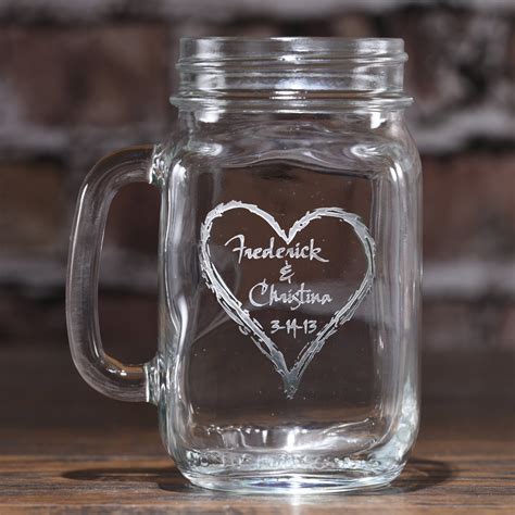 Mason Jar Glasses for Wedding | Engraved Mason Jar Wedding Favors