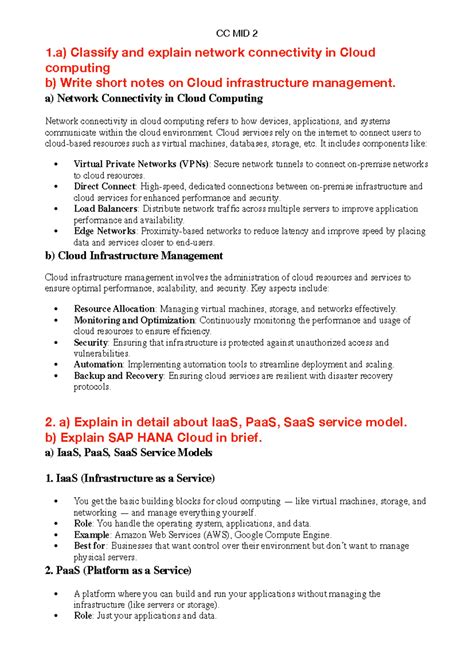 CC MID 2 KEY - Notes - 1) Classify and explain network connectivity in ...