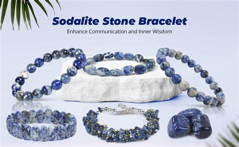 Crystu Sodalite Bracelet Natural Crystal Stone Chip Bracelet for Reiki ...