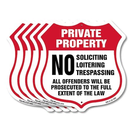 Signmission Private Property Shield Sign No Soliciti, 12 inch X 12 inch ...