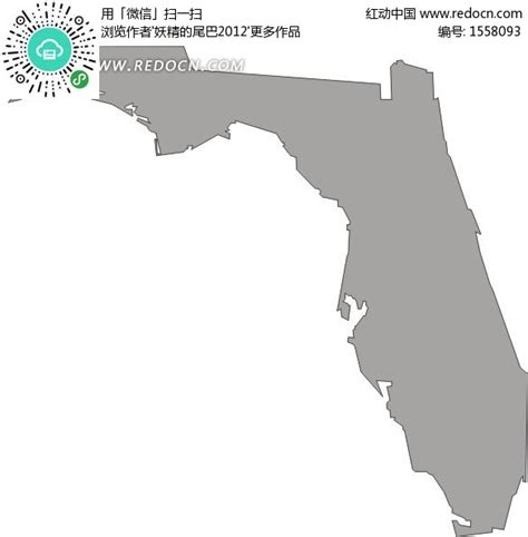佛罗里达州灰色矢量地图EPS素材免费下载_红动网