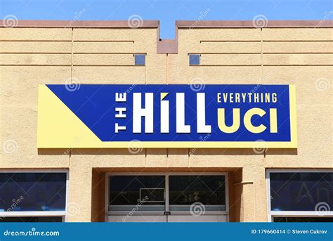 IRVINE, CALIFORNIA - 16 APRIL 2020: Closeup of the Sign at the Hill on ...