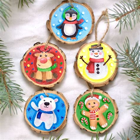 Hand Painted Wood Christmas Ornaments Wood Slice Ornaments Christmas ...