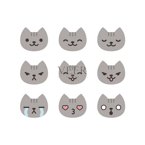 猫的表情符号设计元素图片_ID:141198098-Veer图库