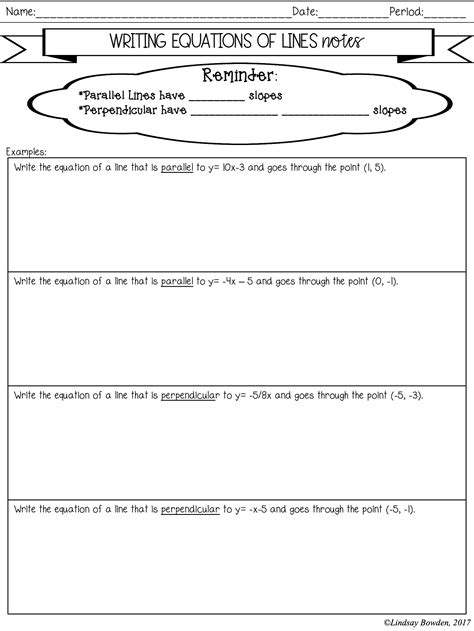 Slope of Parallel and Perpendicular Lines Notes and Worksheets ...
