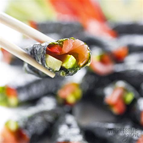 Keto Sushi Rolls Without Rice + Carbs In Sushi - Wholesome Yum