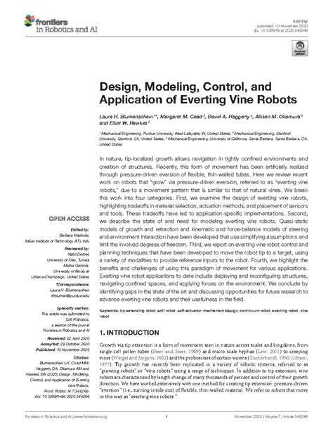 Frobt-07-548266 - reference paper - REVIEW published: 10 November 2020 ...
