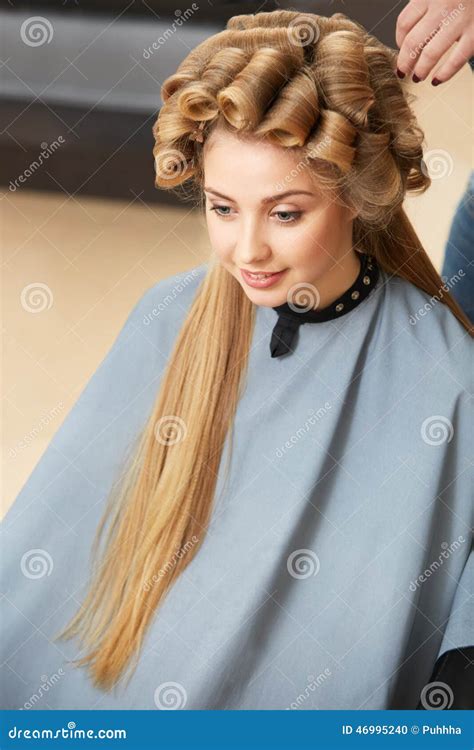 Blonde Hair. Woman in Hair Salon Stock Photo - Image of blonde, young ...