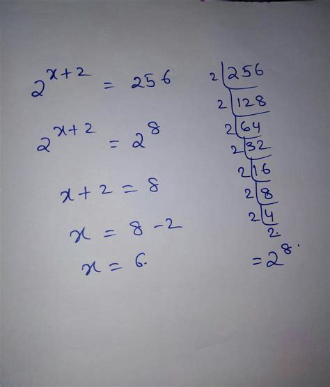 2 to the power of x+2 is equal to 256.find x - Brainly.in