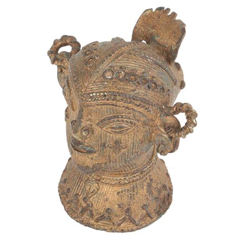Brass Tribal Goddess Head Statue Showpiece