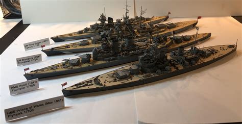 Battle of the Denmark Strait - all major combatants - 1/700 scale - top down: KM Prinz Eugen, KM ...