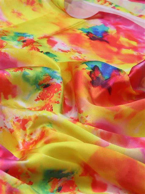 Multicolor Digital Printed Tie & Dye Satin Silk Fabric ( 1 Mtr ...