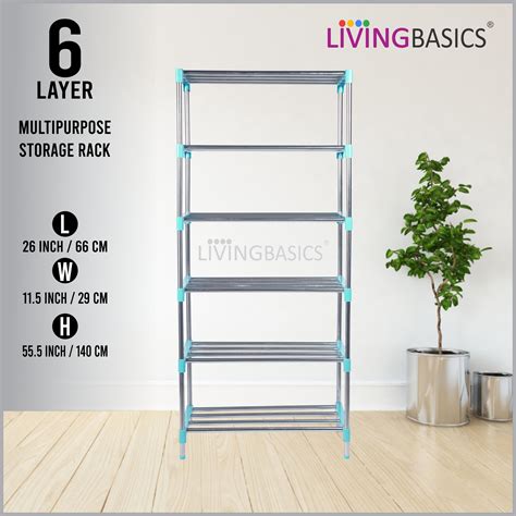 6 Layer Multipurpose Storage Rods Rack – LIVINGBASICS