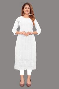 KAYRAAH Women Chikan Embroidery Straight Kurta - Buy KAYRAAH Women ...