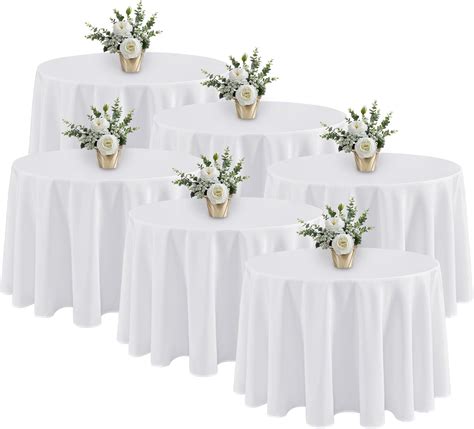 Amazon.com: Fitable 6 Pack White Tablecloths for Round Tables - 108 ...