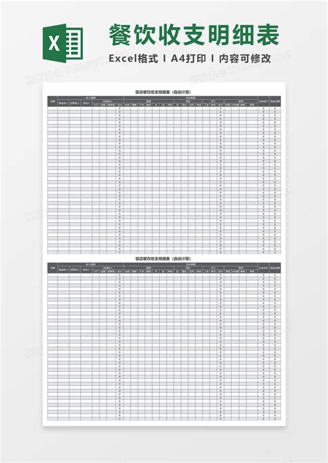 餐饮店月度日常收入支出记账Excel表模板下载 - 觅知网